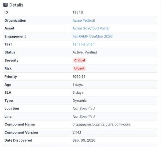 Finding detail showing a three-day SLA under the flat VDR urgent tier