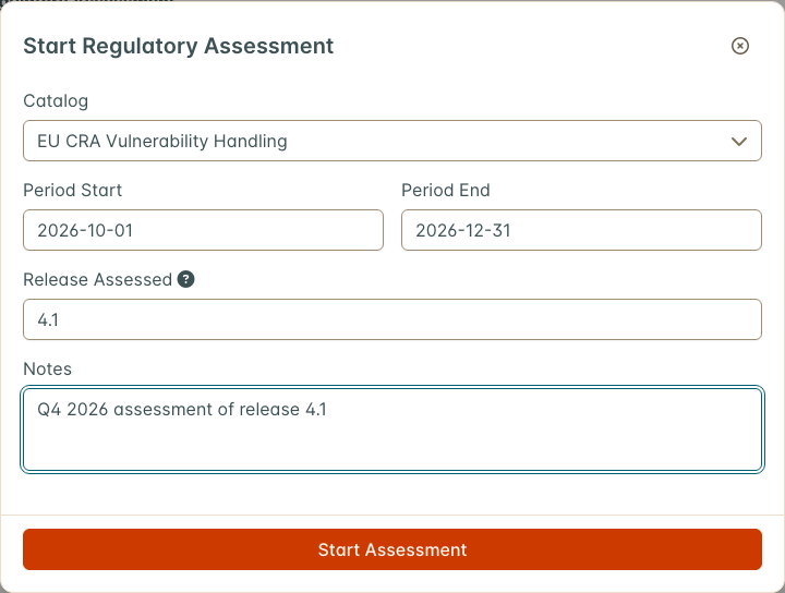 Starting a CRA assessment for a quarter