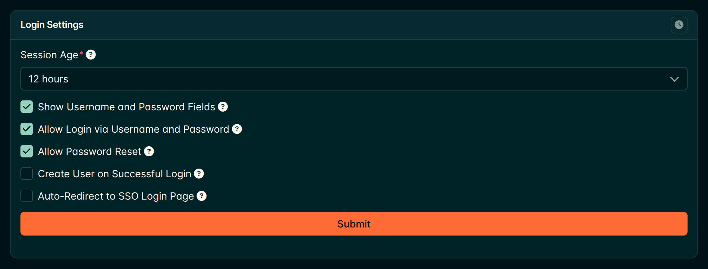 Login Settings