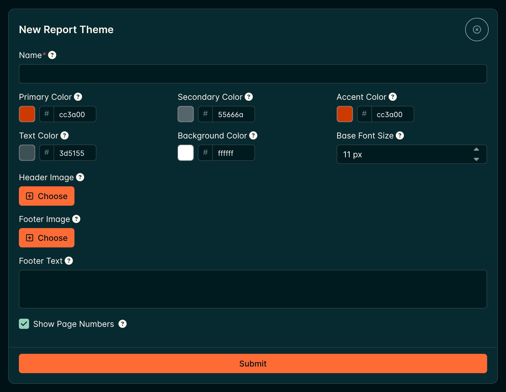 Theme edit form