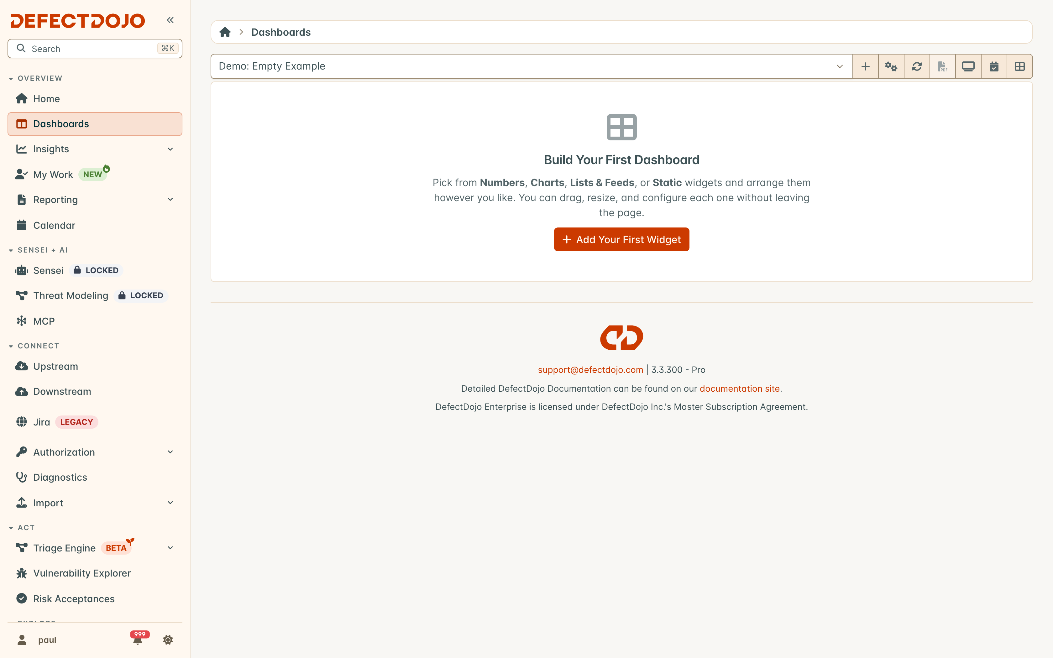 The empty-layout state
