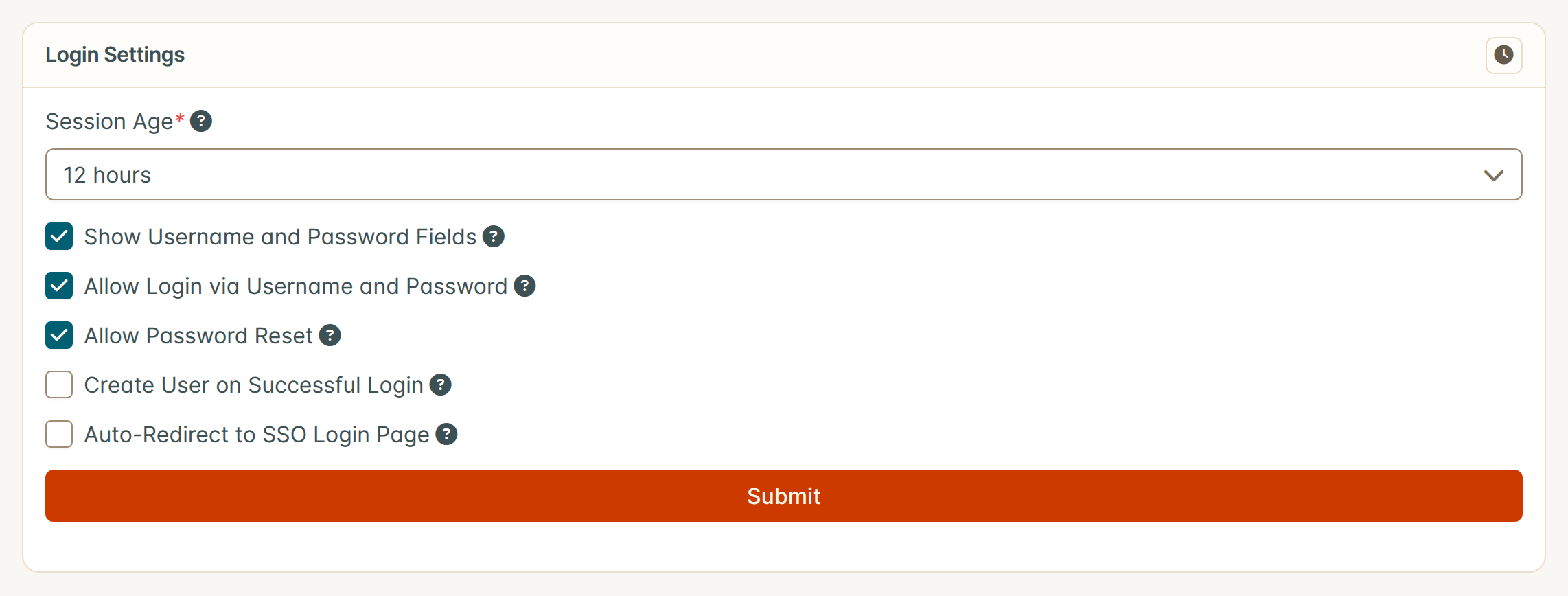 Login Settings