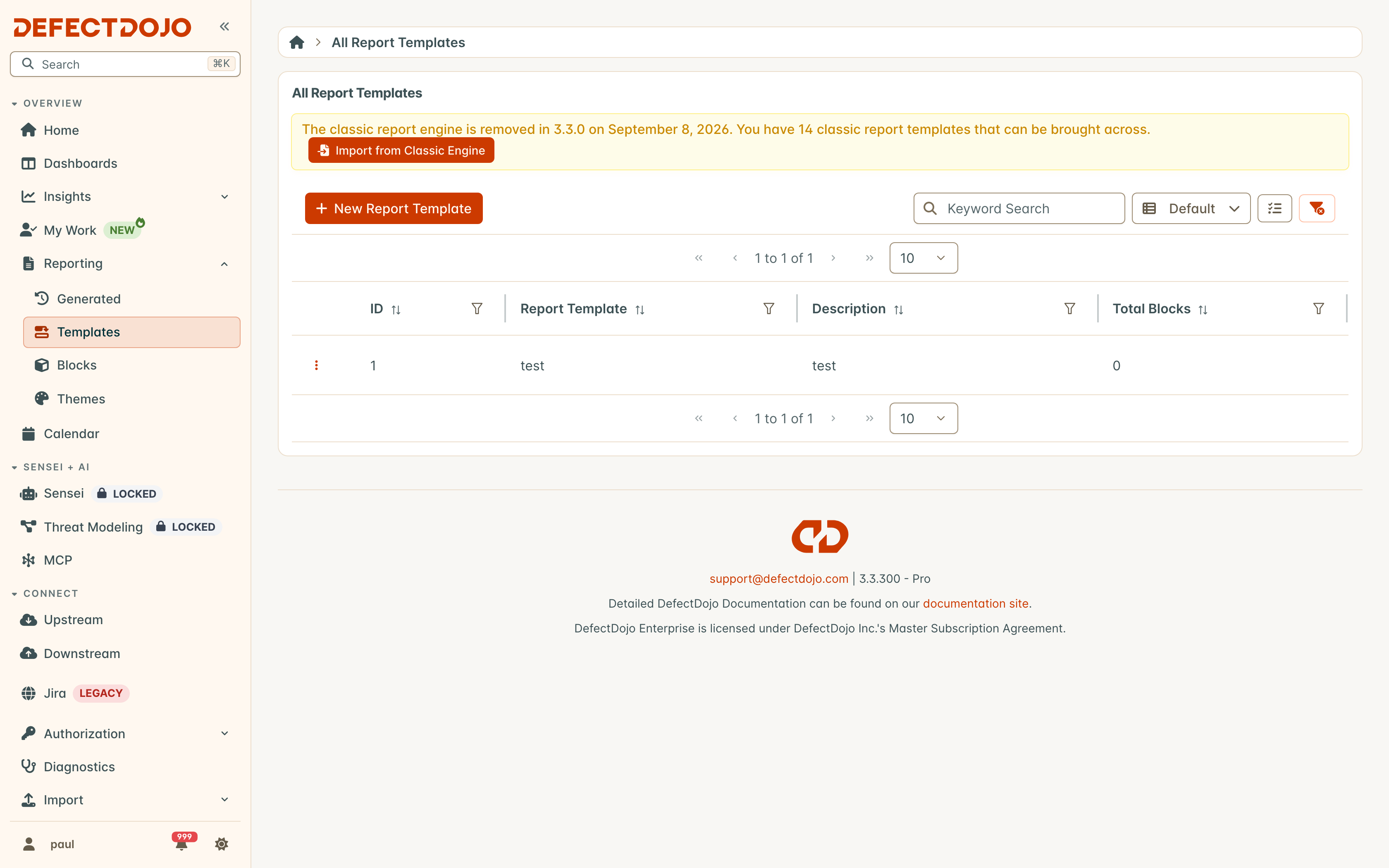 Templates list