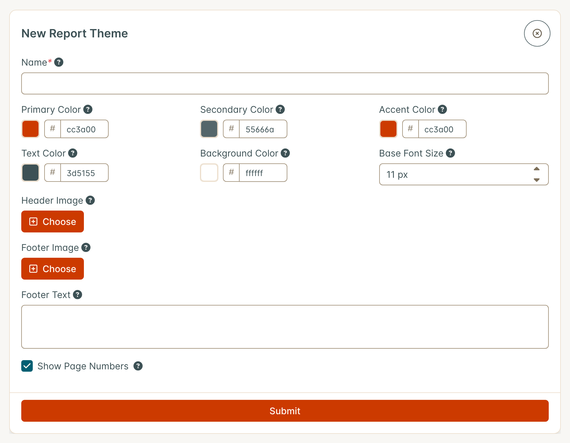 Theme edit form