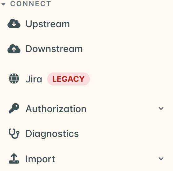 The LEGACY badge on the Jira menu entry